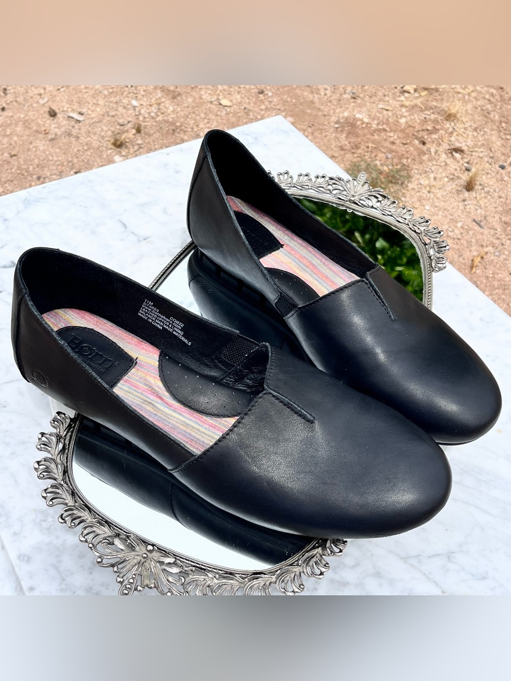 Born Black Leather, Sebra Slip On Comfort Flats / Moccasin, 11